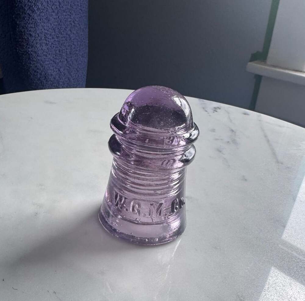 W.G.M. Co. Vintage Amethyst Grape Purple Glass Insulator Industrial